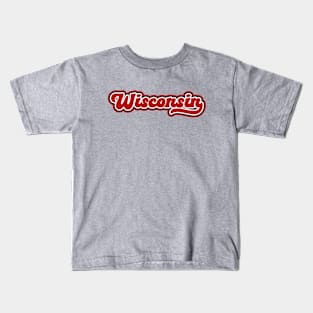 Retro Wisconsin Script Kids T-Shirt